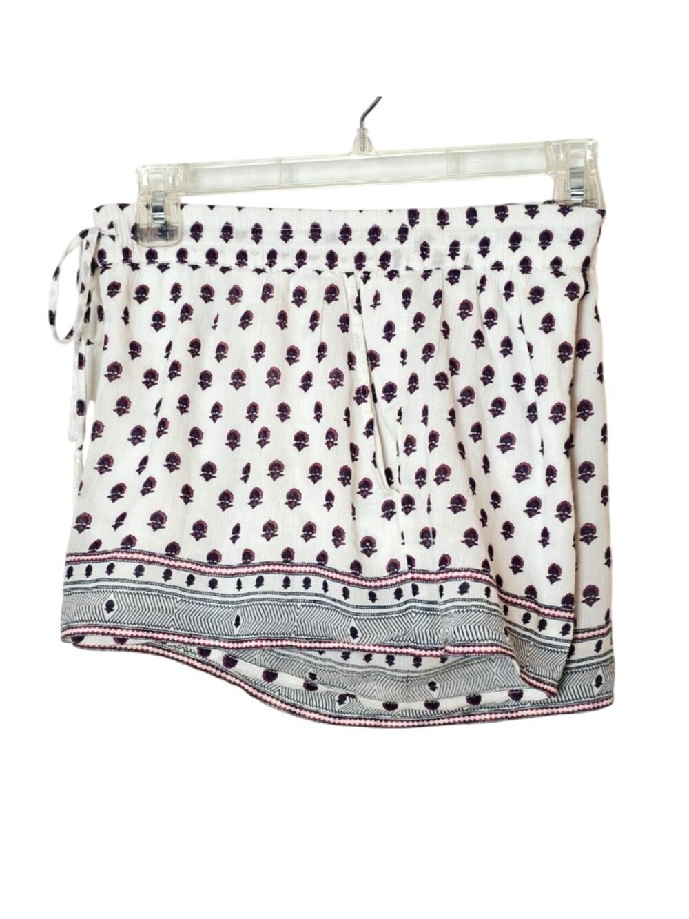 Soft Joie Womens Shorts L Boho White Burgundy Festive Lined Pockets Casual Beach - Picture 6 of 8